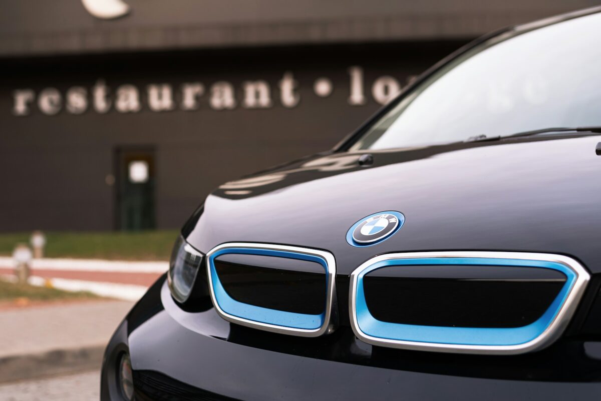 a car parked in front of a building